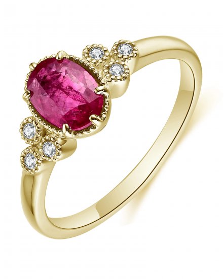 OVAL COLORED STONE DIAMOND RING (TR4682)